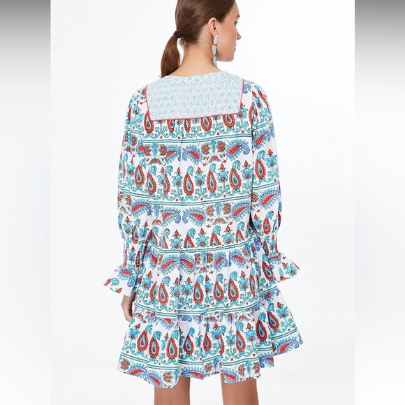 Tuckernuck Teal and seagrass block print dress size XS new with tags - Picture 4 of 9